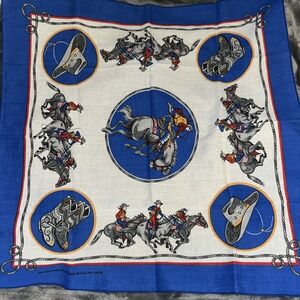 Vintage Rodeo Cowboy‎ Horse Bandana Made in USA Hav-A-Hank Western 50/50 RN14193